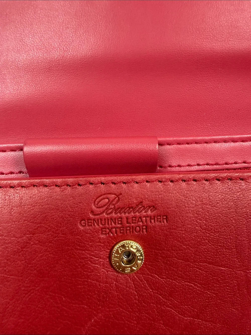 Buxton Genuine Leather Red Checkbook Wallet Vintage Womens Long Bifold Organizer